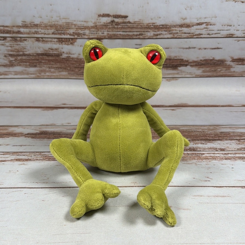 Jellycat Tad Tree Frog Medium 12" Plush Rare Retired Olive Green Displayed Only